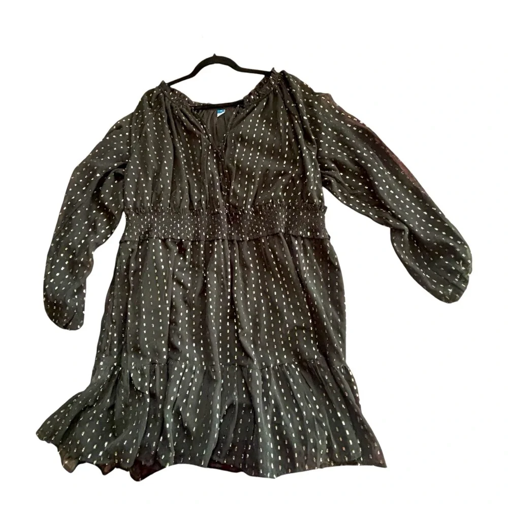 Old Navy Women's Plus 2X Black and Silver Waist Defining Shine Mini Party Dress - Picture 7 of 11